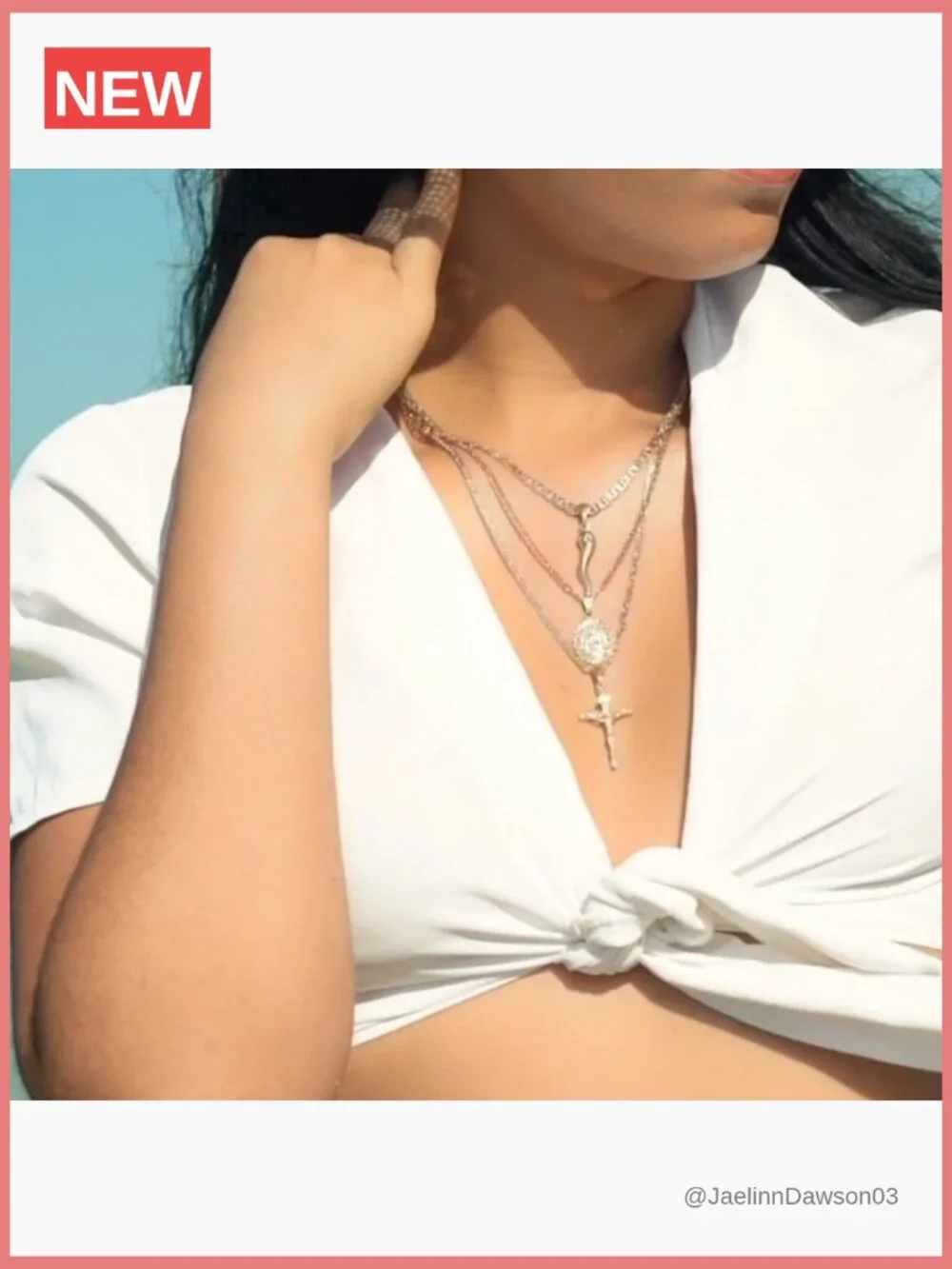 18K Gold Plated Flat Mariner Chain Necklace with Cross Pendant